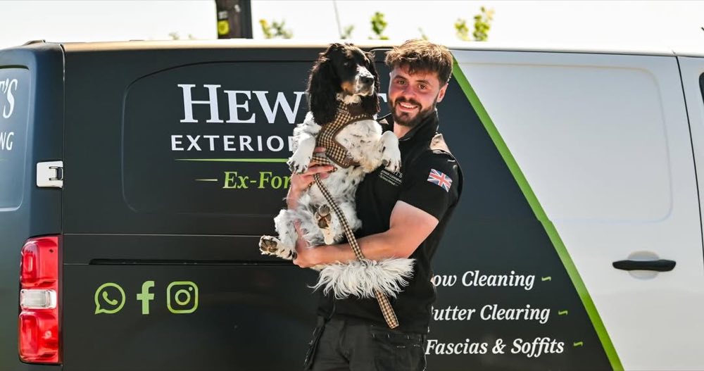 Jordan Hewitt with his dog Marley